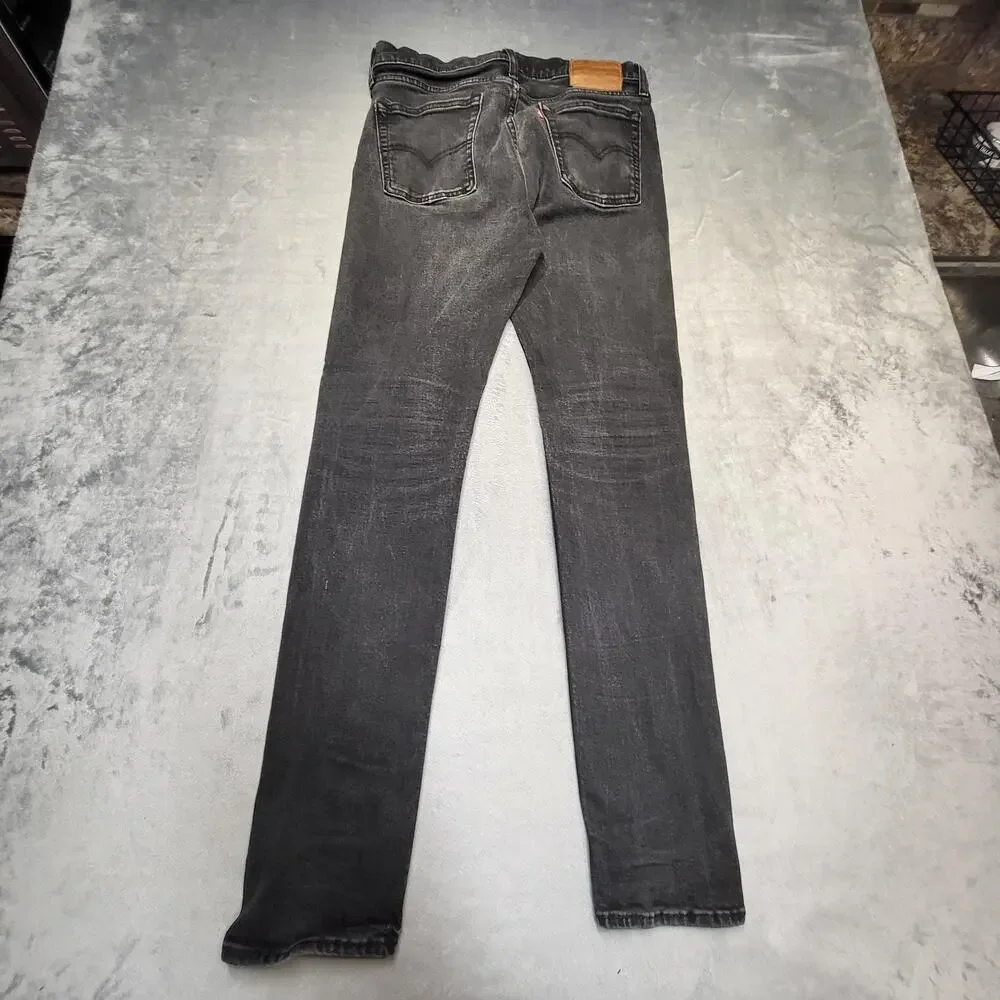 Levi's Jeans Mens 33x34 Black Skinny Slim Distressed Stretch Denim Pockets Logo